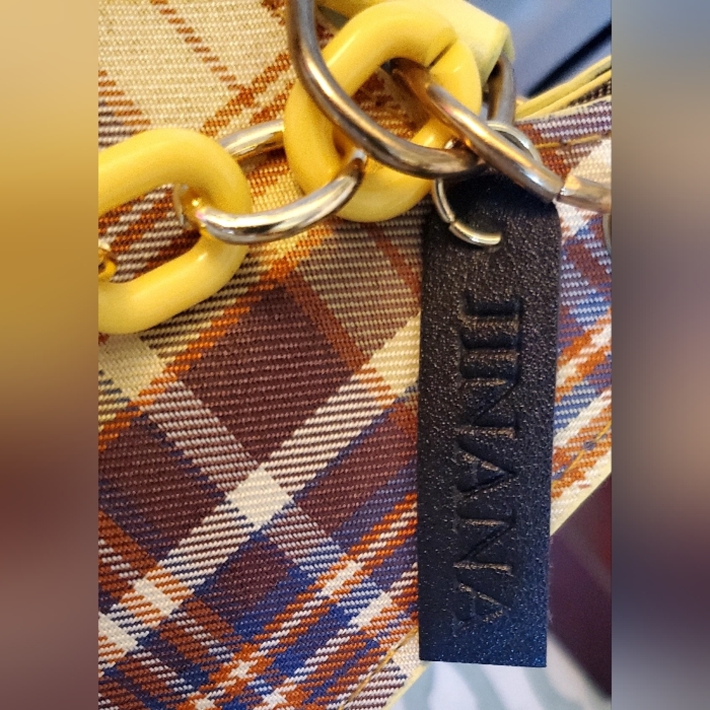 Jewelry Filled Bag - Jinana Brand Yellow Plaid , Chain Strap Women's Bag - Picture 6 of 6